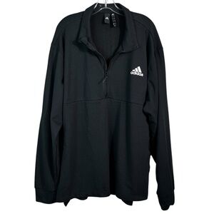 Adidas Men's Black Performance Half Zip Pullover Collared Sweatshirt 2XL XXL Gym